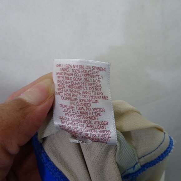 Merona Blue Ruched Halter One Piece Swimsuit Women Size M Padded FLAW - Picture 6 of 13